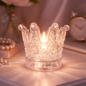 crystal crown candle holder – elegant decorative tea light stand for home décor