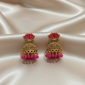 lakshmi lotus heritage jhumka earrings