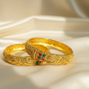 antique gold plated floral stone bangles | traditional bridal design – ka treasure hub