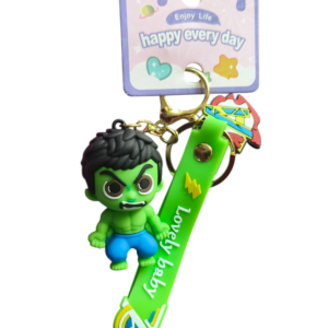 cute hulk character keychain – soft 3d cartoon key ring with silicone strap | kids bag charm & gift