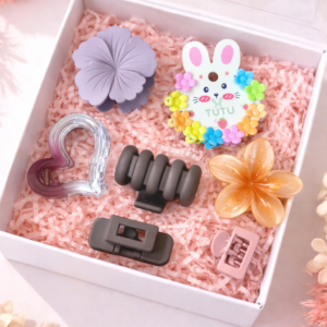 cute hair accessories gift box for girls – 6 pcs stylish hair clips & claws set | perfect gift for kids & women