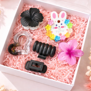 cute hair accessories gift box for girls – 6 pcs stylish hair clips & claws set | perfect gift for kids & women