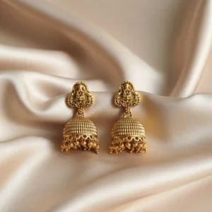 traditional goddess temple jhumka earrings – gold toned imitation jewellery | ka treasure hub
