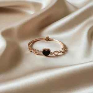 rose gold heart bracelet | black enamel heart bangle with crystal detailing